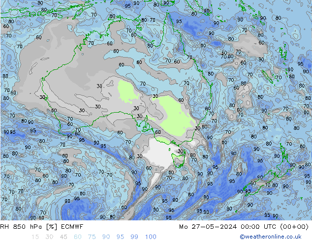 RH 850 hPa ECMWF Mo 27.05.2024 00 UTC