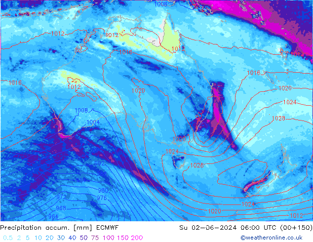 Precipitation accum. ECMWF Su 02.06.2024 06 UTC