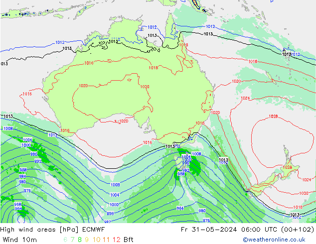 High wind areas ECMWF Fr 31.05.2024 06 UTC