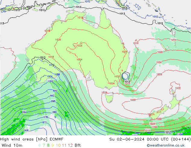 Izotacha ECMWF nie. 02.06.2024 00 UTC