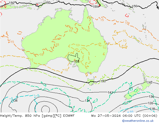 Z500/Rain (+SLP)/Z850 ECMWF Mo 27.05.2024 06 UTC