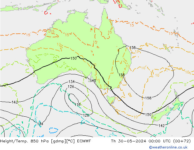 Z500/Yağmur (+YB)/Z850 ECMWF Per 30.05.2024 00 UTC