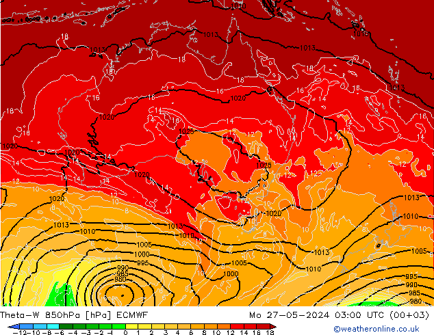 Theta-W 850hPa ECMWF Mo 27.05.2024 03 UTC