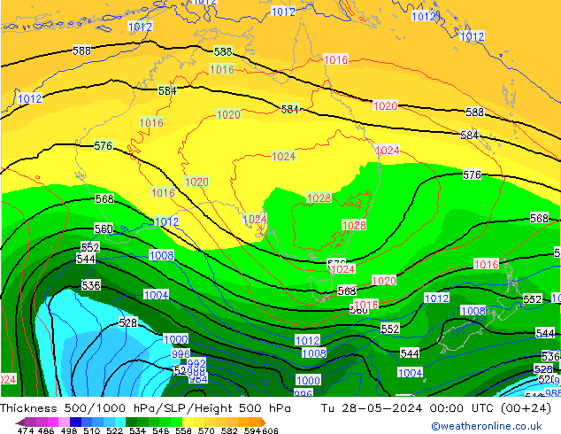 500-1000 hPa Kalınlığı ECMWF Sa 28.05.2024 00 UTC