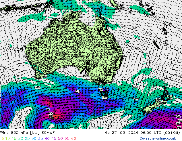 Wind 850 hPa ECMWF Po 27.05.2024 06 UTC