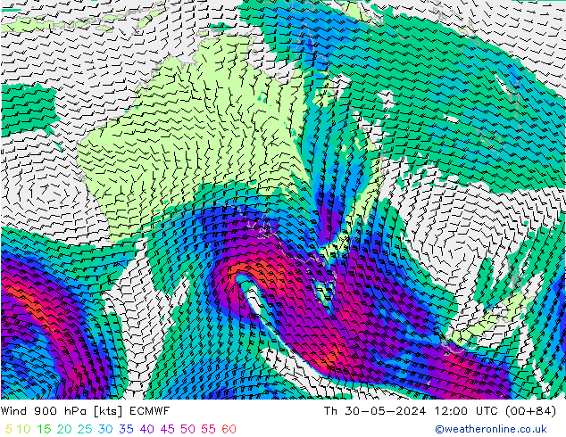 Rüzgar 900 hPa ECMWF Per 30.05.2024 12 UTC