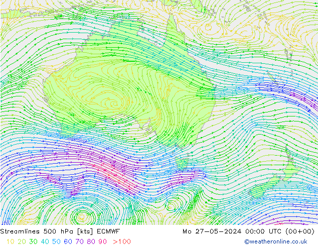 Stromlinien 500 hPa ECMWF Mo 27.05.2024 00 UTC