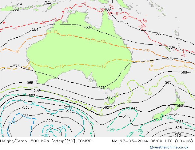 Z500/Rain (+SLP)/Z850 ECMWF Mo 27.05.2024 06 UTC