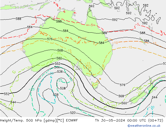 Z500/Rain (+SLP)/Z850 ECMWF jue 30.05.2024 00 UTC