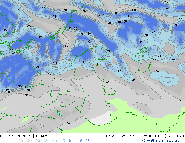 RH 300 hPa ECMWF  31.05.2024 06 UTC