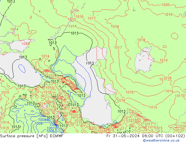 Pressione al suolo ECMWF ven 31.05.2024 06 UTC