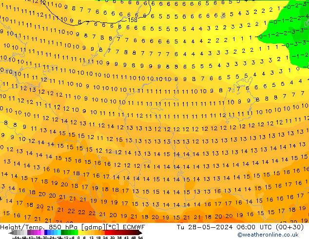 Z500/Rain (+SLP)/Z850 ECMWF Tu 28.05.2024 06 UTC