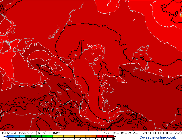 Theta-W 850hPa ECMWF Dom 02.06.2024 12 UTC