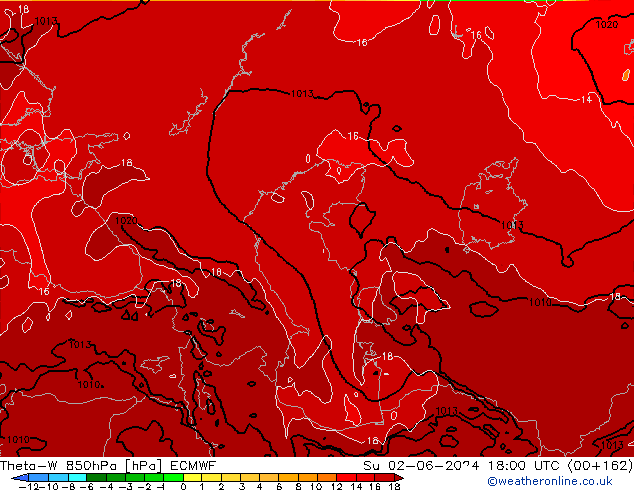 Theta-W 850hPa ECMWF dom 02.06.2024 18 UTC