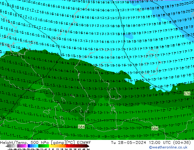 Z500/Yağmur (+YB)/Z850 ECMWF Sa 28.05.2024 12 UTC