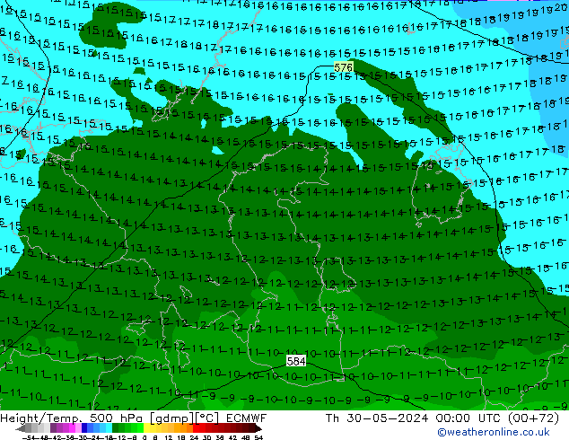 Z500/Rain (+SLP)/Z850 ECMWF  30.05.2024 00 UTC