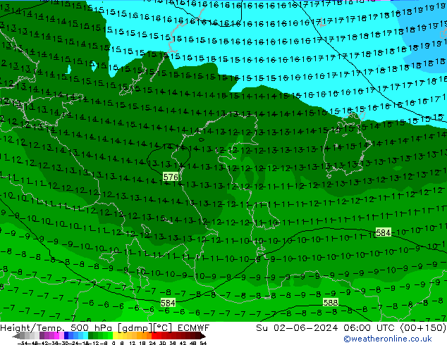 Z500/Rain (+SLP)/Z850 ECMWF dom 02.06.2024 06 UTC