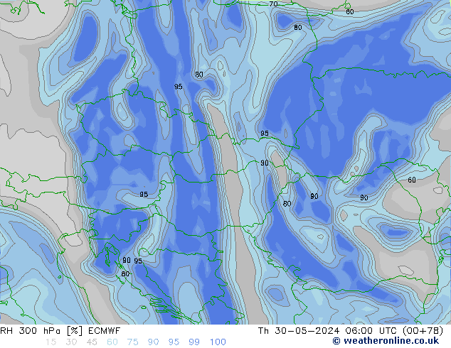 RH 300 hPa ECMWF  30.05.2024 06 UTC