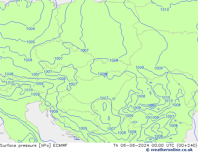 Luchtdruk (Grond) ECMWF do 06.06.2024 00 UTC