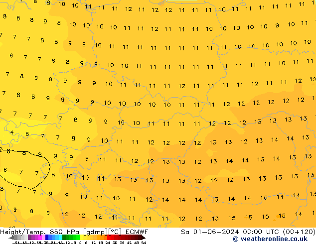 Z500/Yağmur (+YB)/Z850 ECMWF Cts 01.06.2024 00 UTC