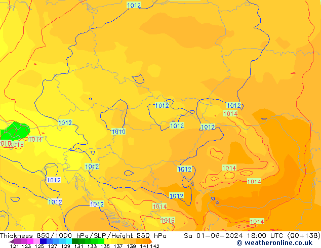 Thck 850-1000 hPa ECMWF sab 01.06.2024 18 UTC