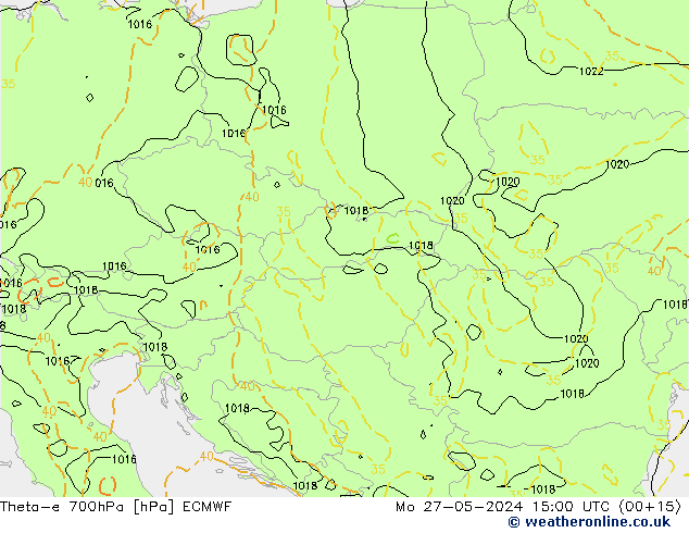 Theta-e 700hPa ECMWF Mo 27.05.2024 15 UTC