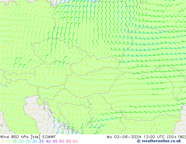 Wind 850 hPa ECMWF Mo 03.06.2024 12 UTC