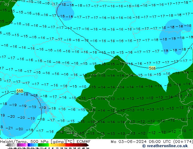 Z500/Rain (+SLP)/Z850 ECMWF lun 03.06.2024 06 UTC