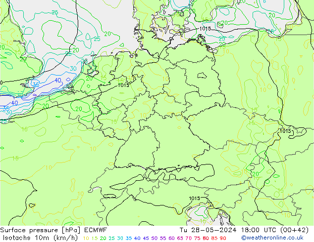 Isotachs (kph) ECMWF Ter 28.05.2024 18 UTC