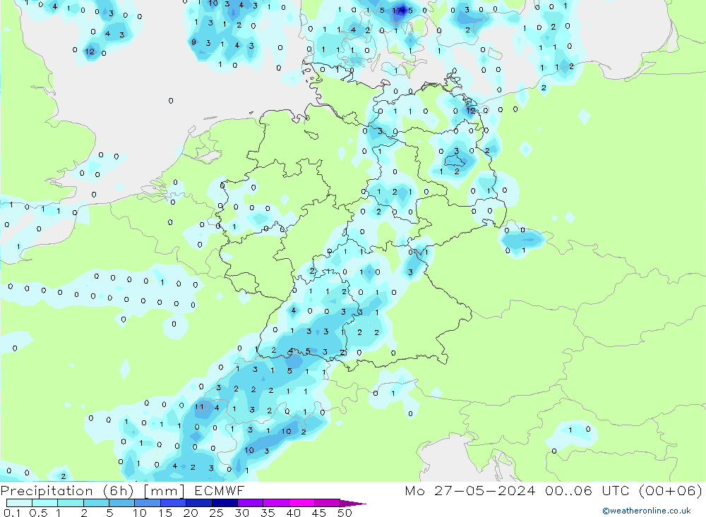 Z500/Rain (+SLP)/Z850 ECMWF пн 27.05.2024 06 UTC