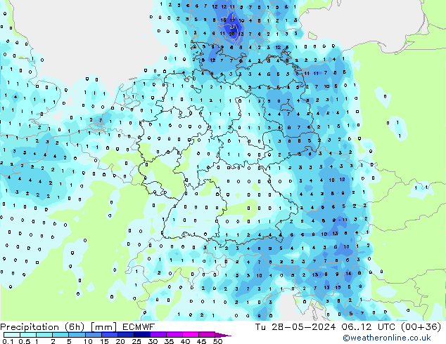 Z500/Rain (+SLP)/Z850 ECMWF Di 28.05.2024 12 UTC