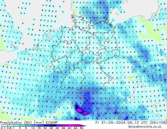 Z500/Rain (+SLP)/Z850 ECMWF Pá 31.05.2024 12 UTC