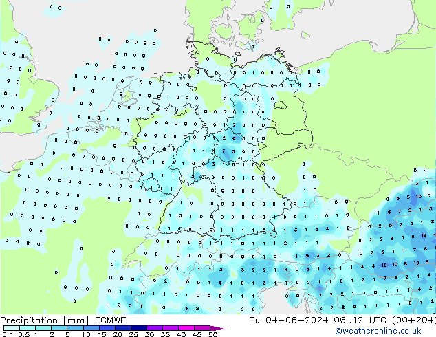 Niederschlag ECMWF Di 04.06.2024 12 UTC