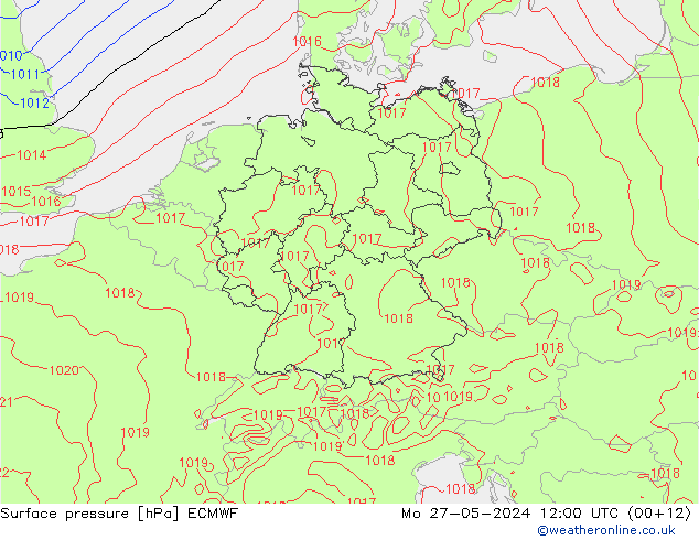 Bodendruck ECMWF Mo 27.05.2024 12 UTC