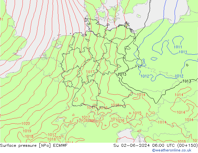 приземное давление ECMWF Вс 02.06.2024 06 UTC