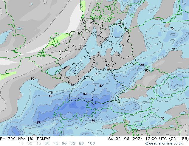 700 hPa Nispi Nem ECMWF Paz 02.06.2024 12 UTC