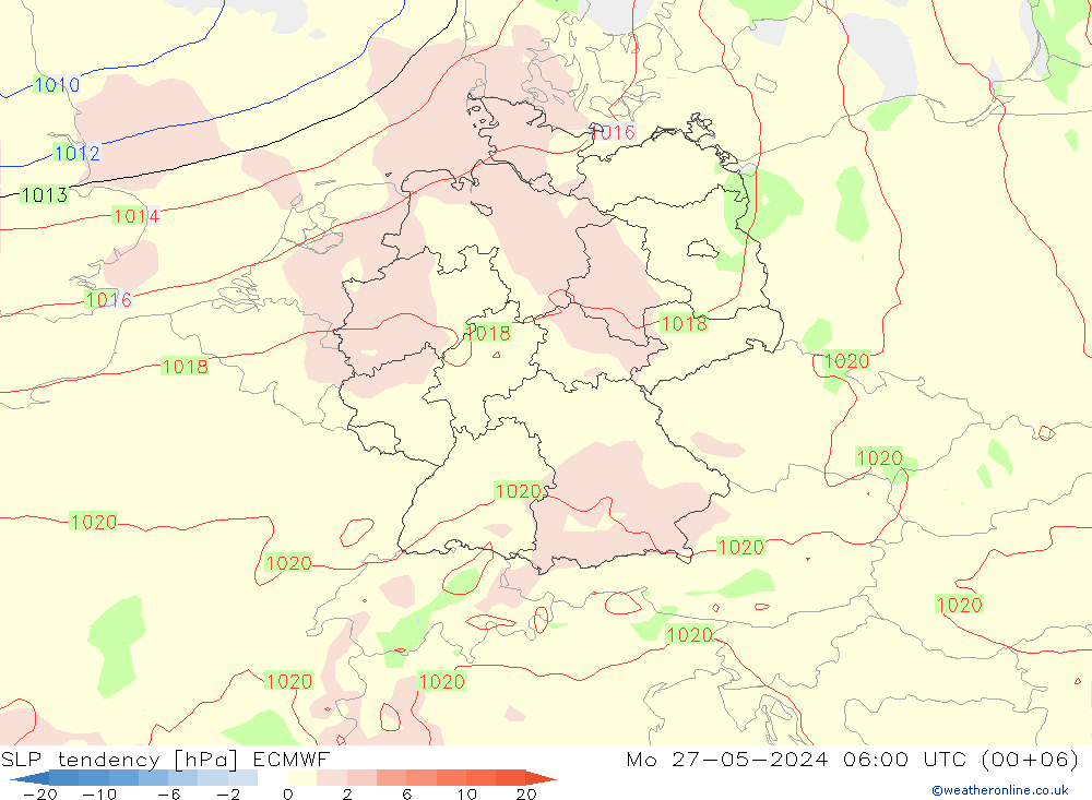 Drucktendenz ECMWF Mo 27.05.2024 06 UTC