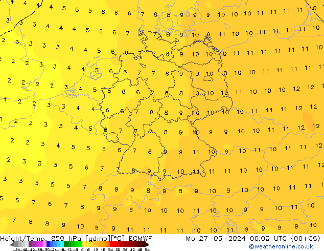 Z500/Rain (+SLP)/Z850 ECMWF Po 27.05.2024 06 UTC