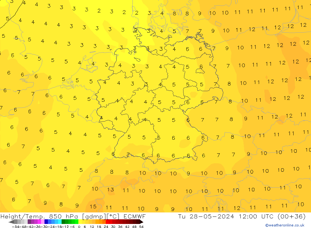 Z500/Yağmur (+YB)/Z850 ECMWF Sa 28.05.2024 12 UTC