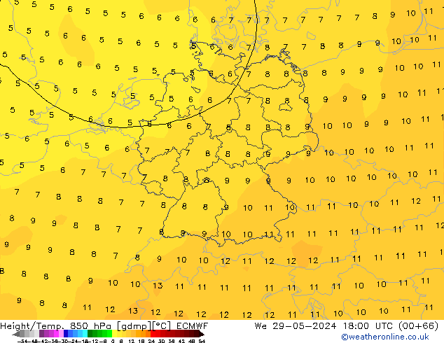 Z500/Regen(+SLP)/Z850 ECMWF wo 29.05.2024 18 UTC