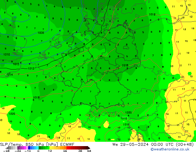 SLP/Temp. 850 hPa ECMWF Mi 29.05.2024 00 UTC