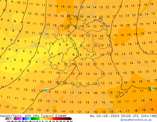 Height/Temp. 925 hPa ECMWF lun 03.06.2024 00 UTC