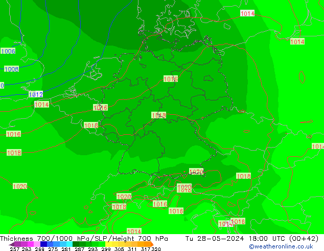 Thck 700-1000 hPa ECMWF Ter 28.05.2024 18 UTC