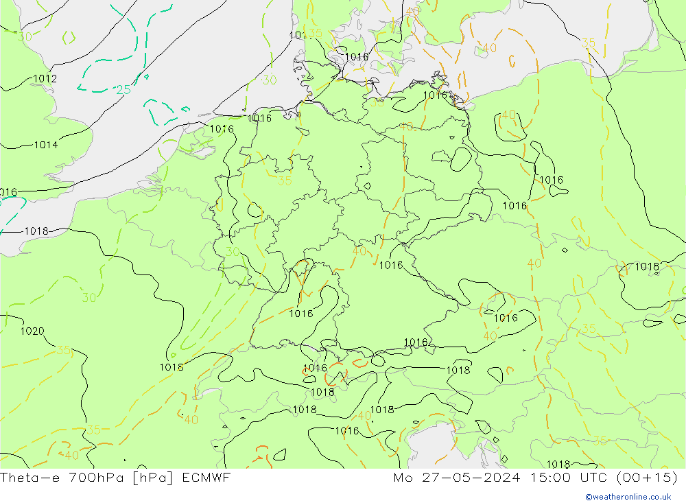 Theta-e 700hPa ECMWF Seg 27.05.2024 15 UTC