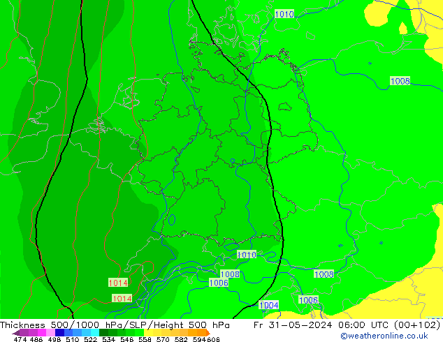 Thck 500-1000hPa ECMWF  31.05.2024 06 UTC