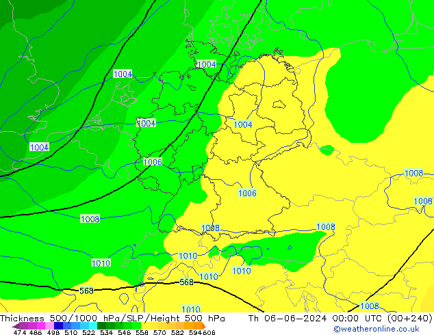 Schichtdicke 500-1000 hPa ECMWF Do 06.06.2024 00 UTC