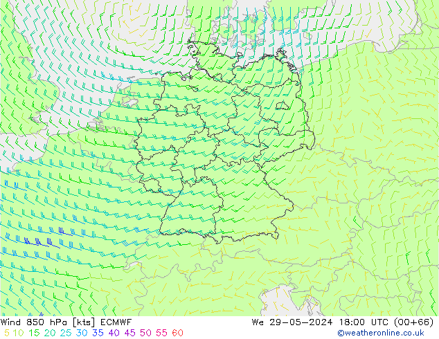 Wind 850 hPa ECMWF We 29.05.2024 18 UTC