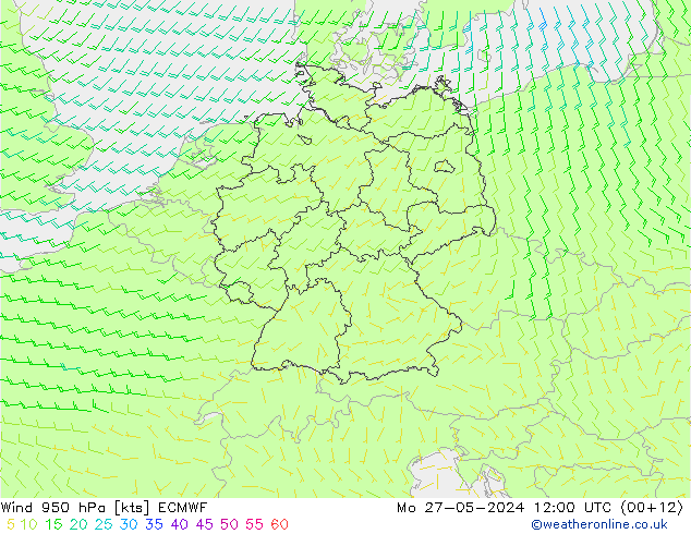 Wind 950 hPa ECMWF Mo 27.05.2024 12 UTC