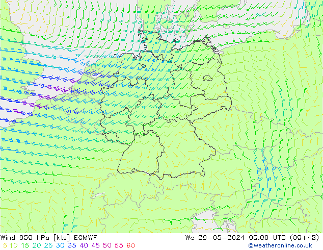 Wind 950 hPa ECMWF St 29.05.2024 00 UTC