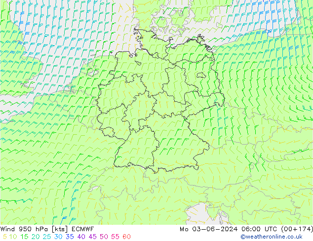 Vento 950 hPa ECMWF Seg 03.06.2024 06 UTC